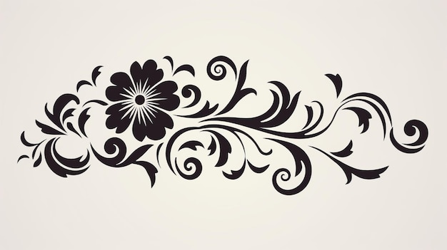 Vintage Black And White Floral Abstract Pattern On Peach Background