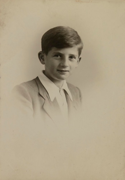 Vintage Black and White Portrait of Child from the 1950s