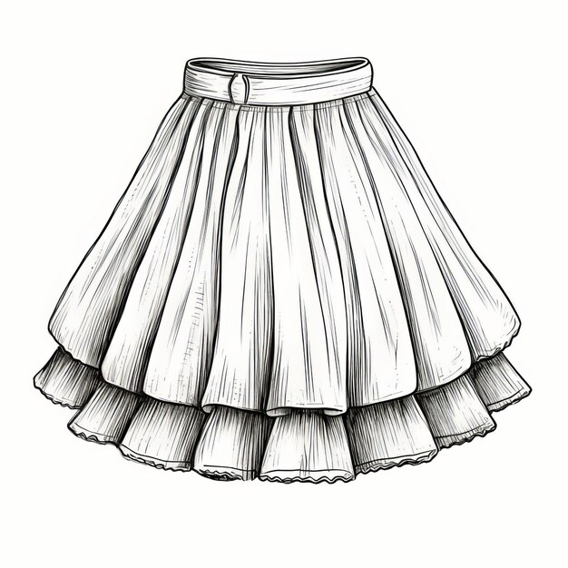 Photo vintage black and white skirt print on white background