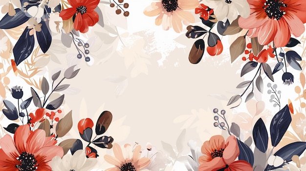 Vintage bloemen achtergrond met met de hand getekende bloemen en bladeren Vector illustratie