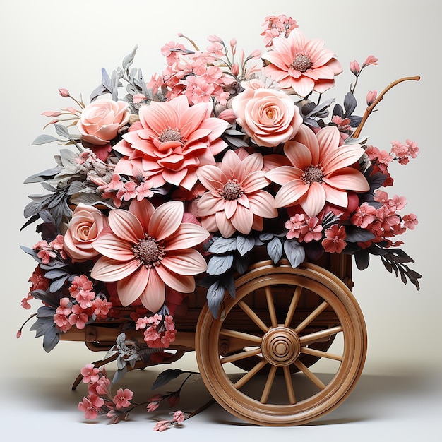 Vintage Bloemen Meubilair Illustratie