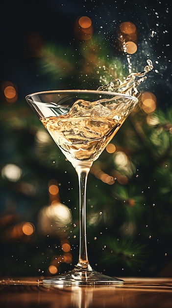 ヴィンテージ・ボヘミアン・クリスタル・グラス バーマス・ドリンク クリスマス・グリーティング・カード・コンセプト AI生成画像