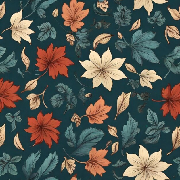 Vintage Botanical Bloom Floral Leaf Pattern