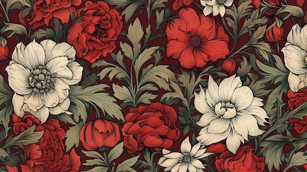 Vintage Botanical Elegance 1930s geïnspireerd behang