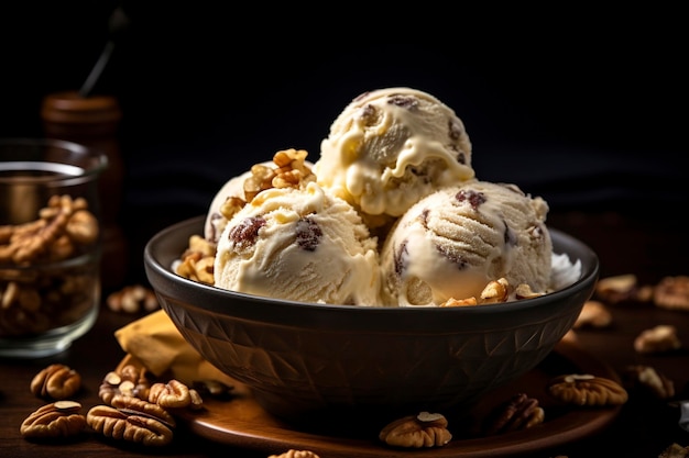 A vintage bowl of maple walnut ice cream