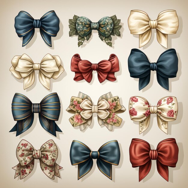 Photo vintage bows retro illustrations for timeless crafts