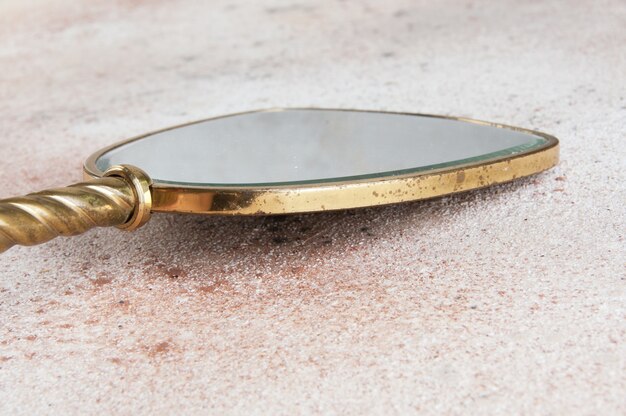 Vintage brass hand mirror 