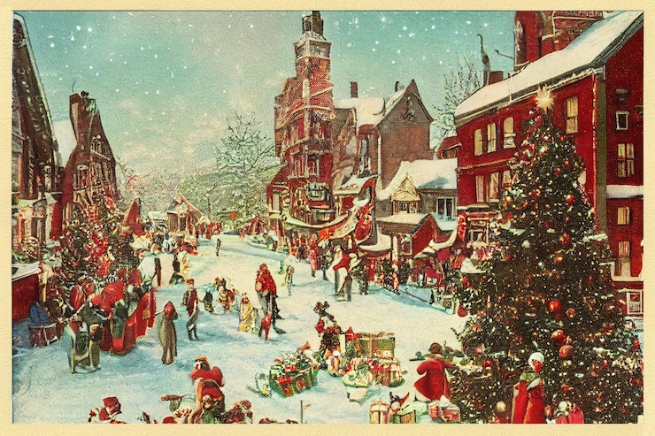 Foto vintage briefkaart van kerstmis