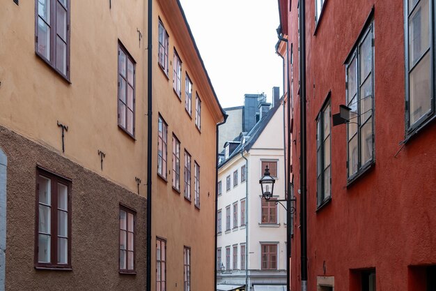 Vintage building at Gamla Stan Stockholm Sweden Upper part of rental apartment at Old Town