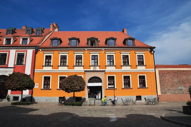 The vintage building in Wroclaw city in Poland