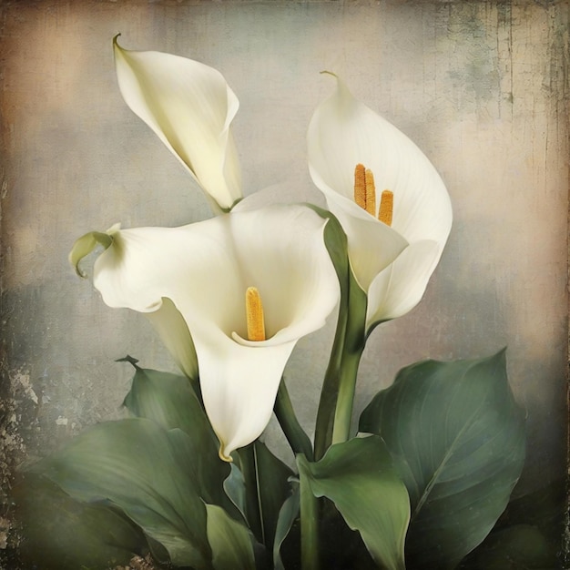 Vintage Calla Lily Elegance Retro Grunge Textures