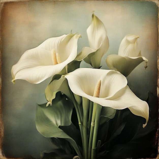 Vintage Calla Lily Elegance Retro Grunge Textures