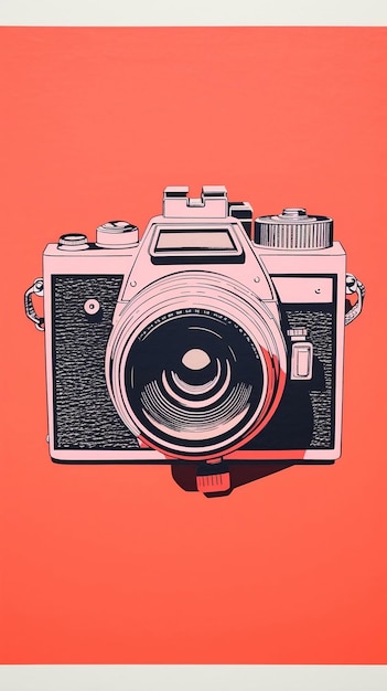 A vintage camera AI generated risograph art