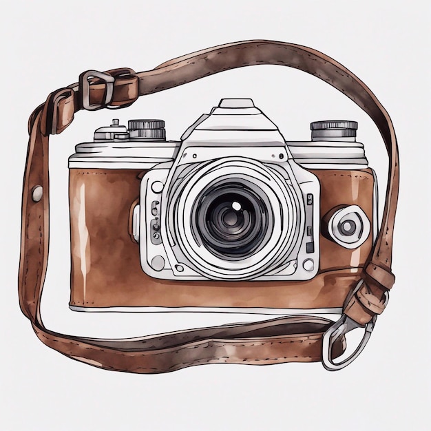 vintage camera aquarel schets Grunge stijl generatieve ai illustratie