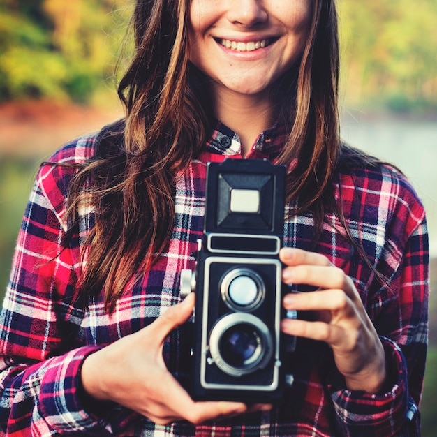 Vintage camera fotograaf Focus schieten Concept