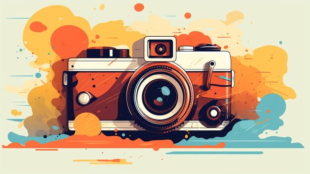 Vintage camera illustratie aquarel achtergrond