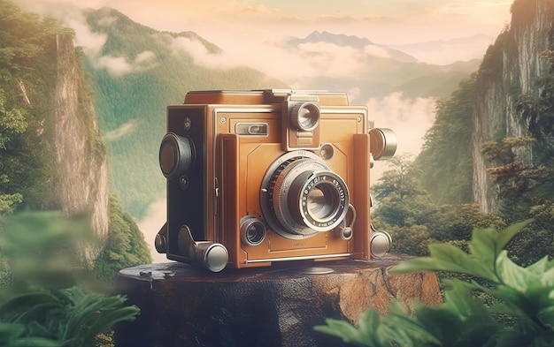 Vintage camera in aquarelstijl