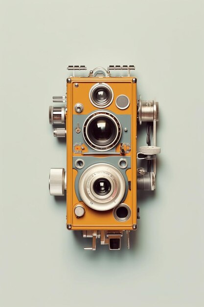 Vintage camera samenstelling met hoge hoek