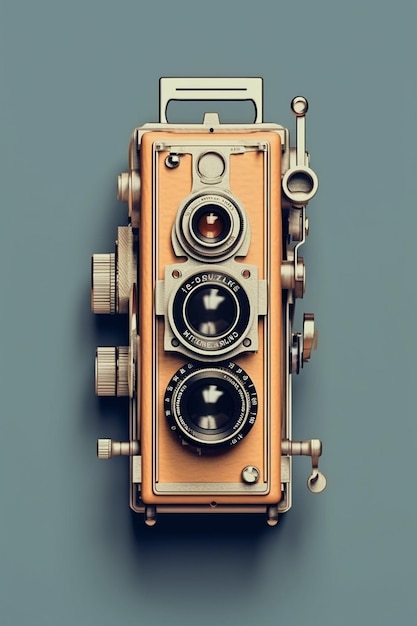 Vintage camera samenstelling met hoge hoek