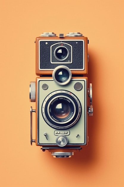 Vintage camera samenstelling met hoge hoek