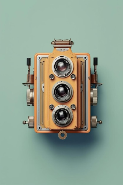 Vintage camera samenstelling met hoge hoek