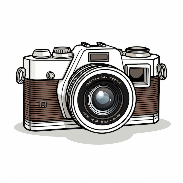 Vintage Camera Vector Illustratie Eenvoudige Lijn Kunstontwerp