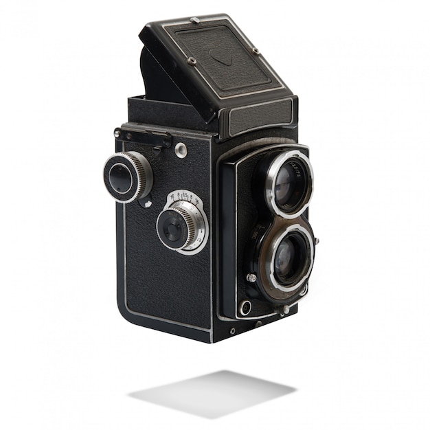 Vintage camera on white background