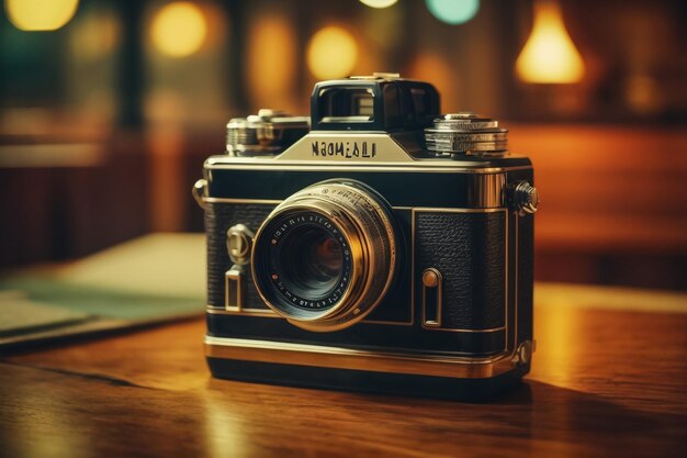 vintage camera with leather cover and its result