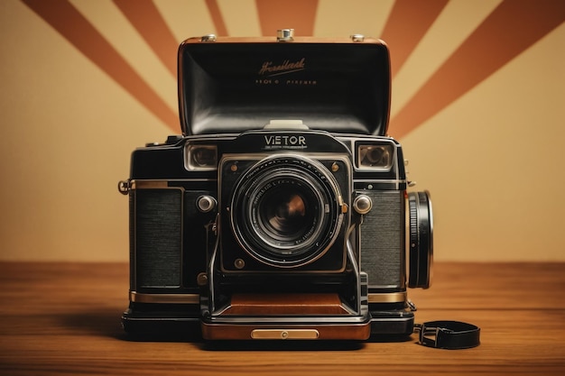 vintage camera with leather cover and its result