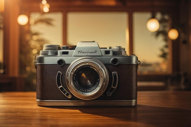 vintage camera with leather cover and its result