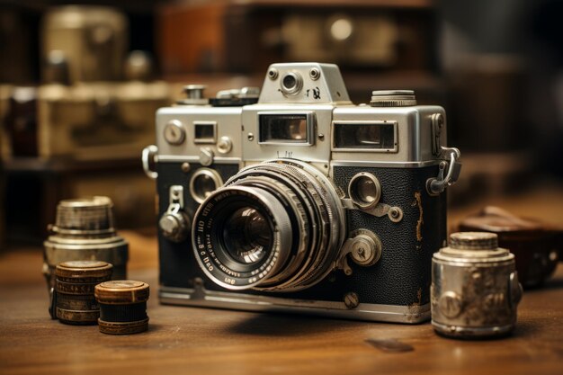 Vintage Camera With A Roll Of Film Generative AI