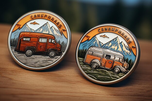Vintage camping adventures badges