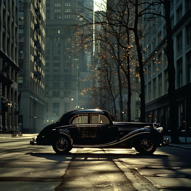 Vintage Car as Silhouette Shadow Cast With Curving Lines Cit Creative Photo Of Elegant Background