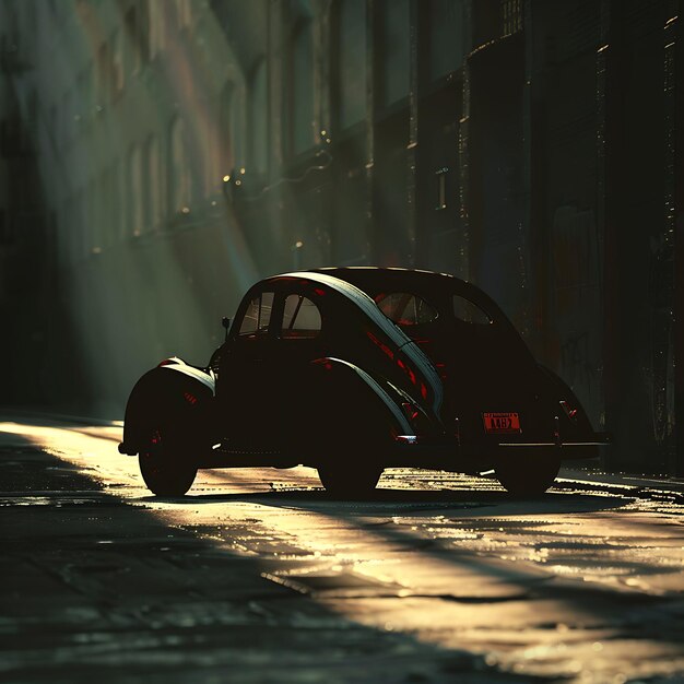 Vintage Car as Silhouette Shadow Cast With Curving Lines Cit Creative Photo Of Elegant Background