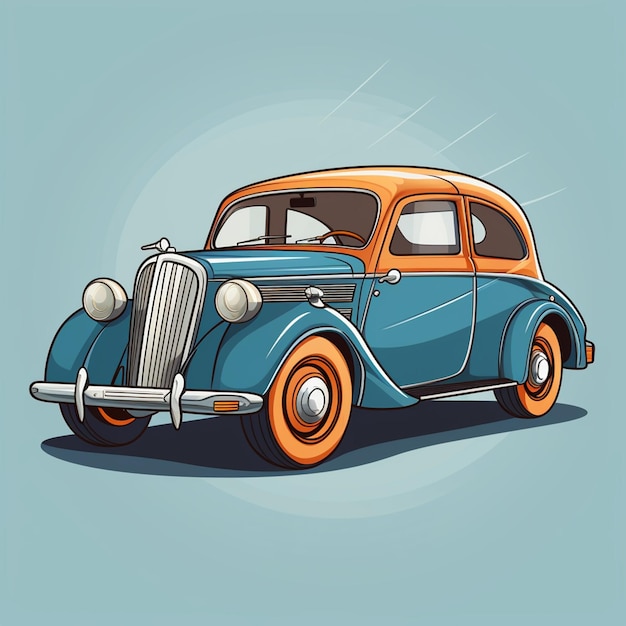 Vintage car in cartoon design high resolution image