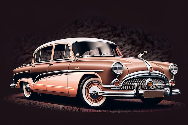 Vintage car on a dark background Side view Vector illustration generative ai