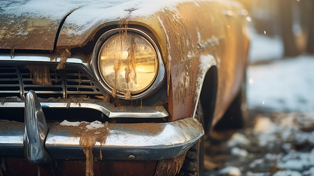 vintage car in the forest