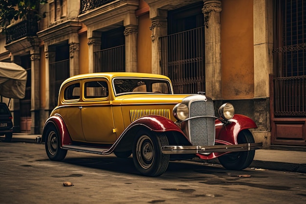 Vintage car in Havana Cuba Classic american car Side view of vintage car parked on street AI Generated