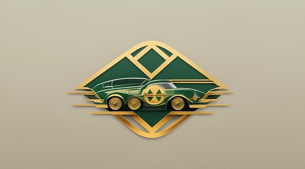 Photo vintage car logo design gold and green color