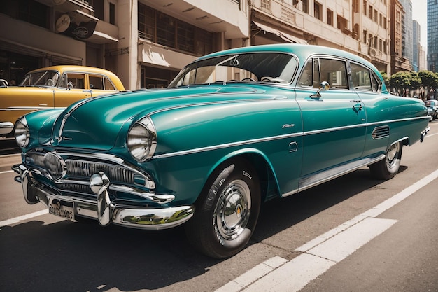 Vintage car on road