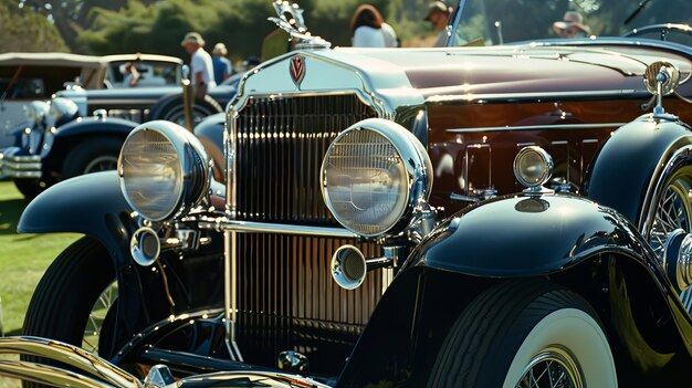 Photo vintage car shows cinematic captures of vintage car shows and concours delegance events featuring meticulously maintained class ai generated illustration