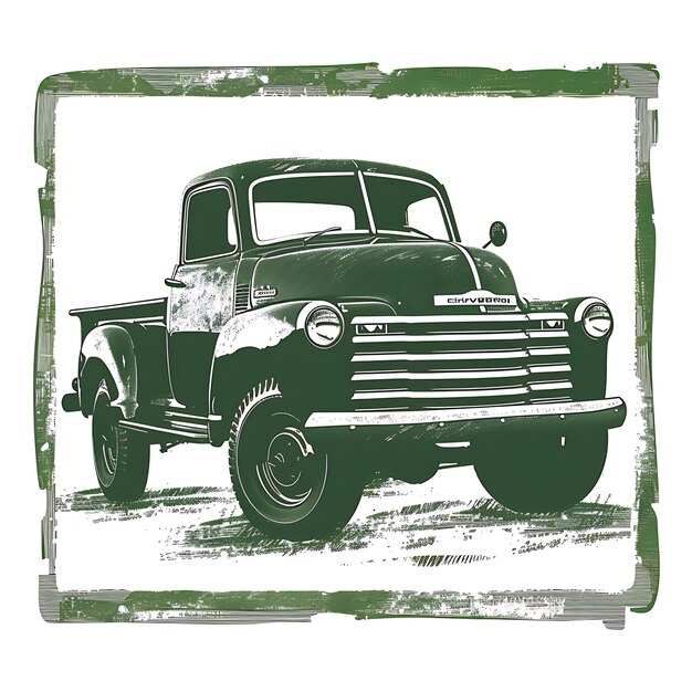 Vintage Car Stamp Collection Outline Art en Monochrome Frame Designs voor T-shirts Clipart Design