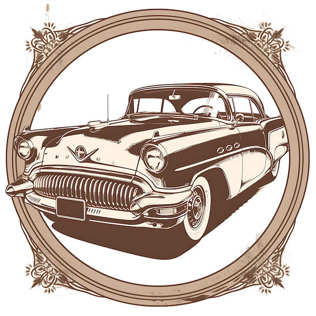 Photo vintage car stamp collection outline art and monochrome frame designs for tshirts clipart design