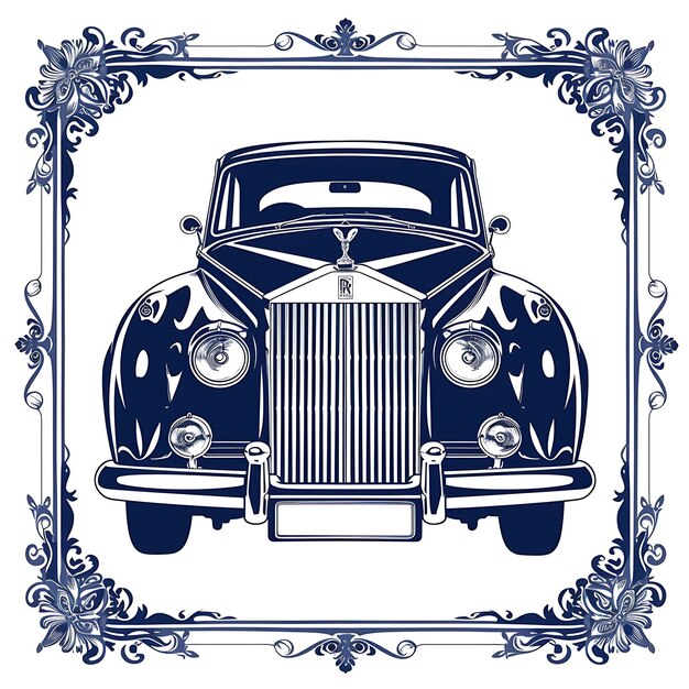 Photo vintage car stamp collection outline art and monochrome frame designs for tshirts clipart design