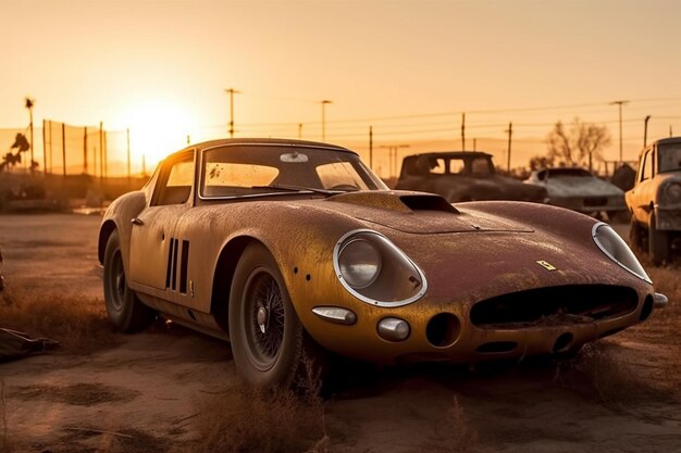 A vintage car that is rusted and has the number 70 on it.