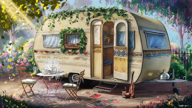 Vintage caravan outdoors