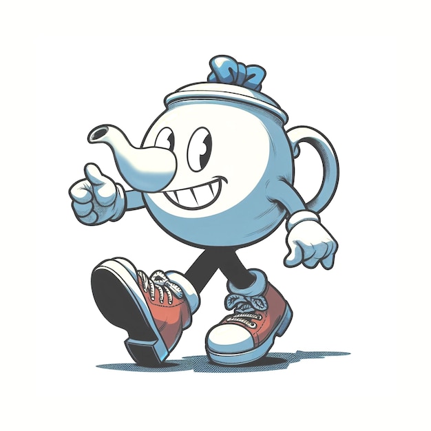 Vintage cartoon theepot mascotte