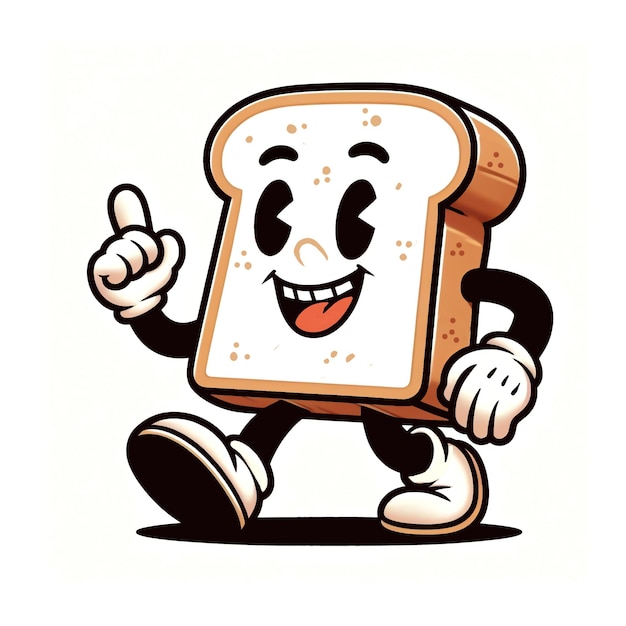 Vintage cartoon toast mascotte geïsoleerd