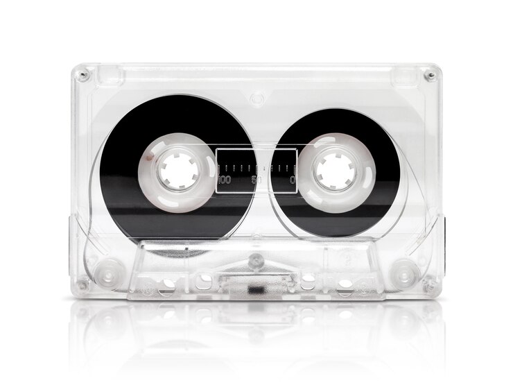 Photo vintage cassette tape isolated on white  with clipping path