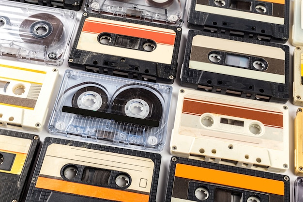 Vintage cassette tape isolated white